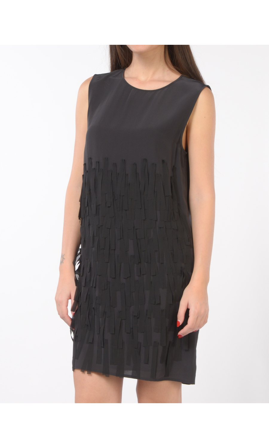 abito corto da donna Icona By Kaos senza maniche con frange