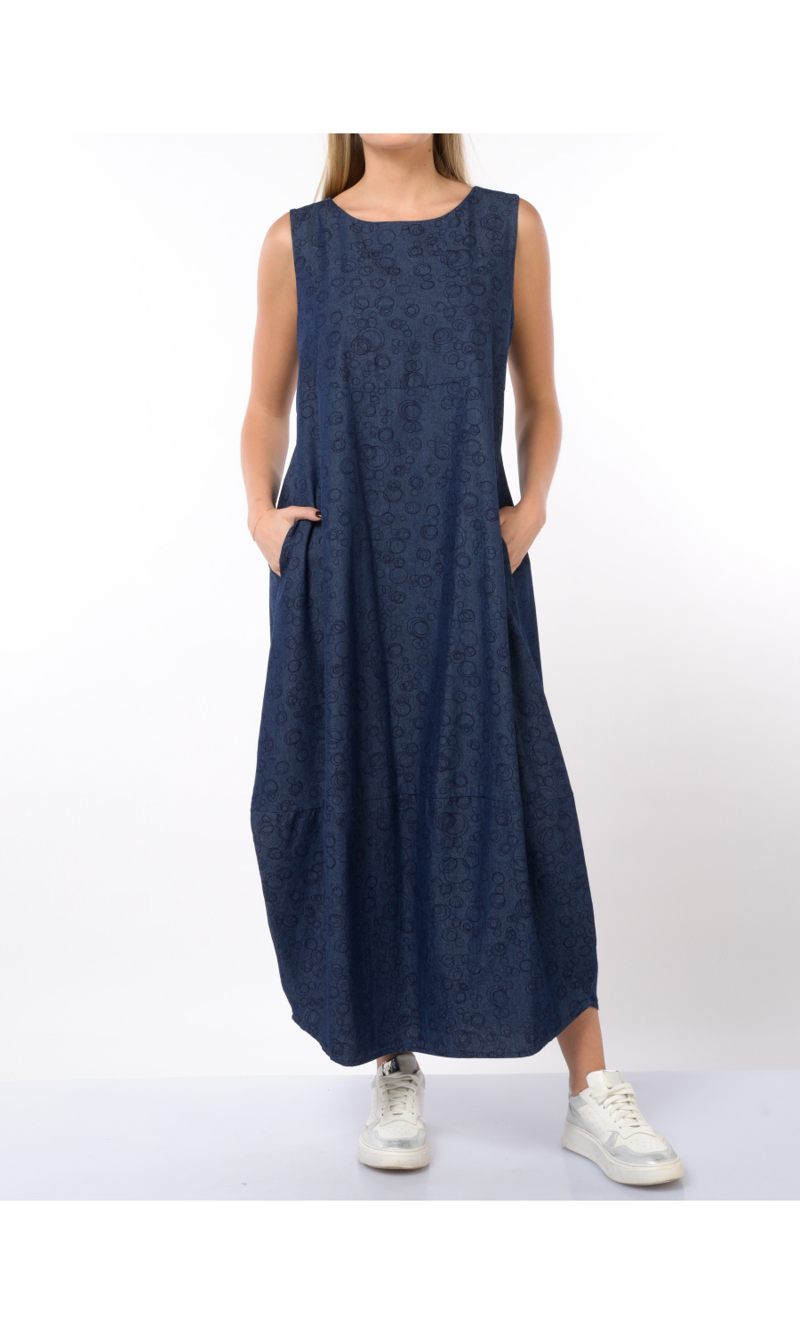 abito lungo da donna Jurere effetto denim a fantasia