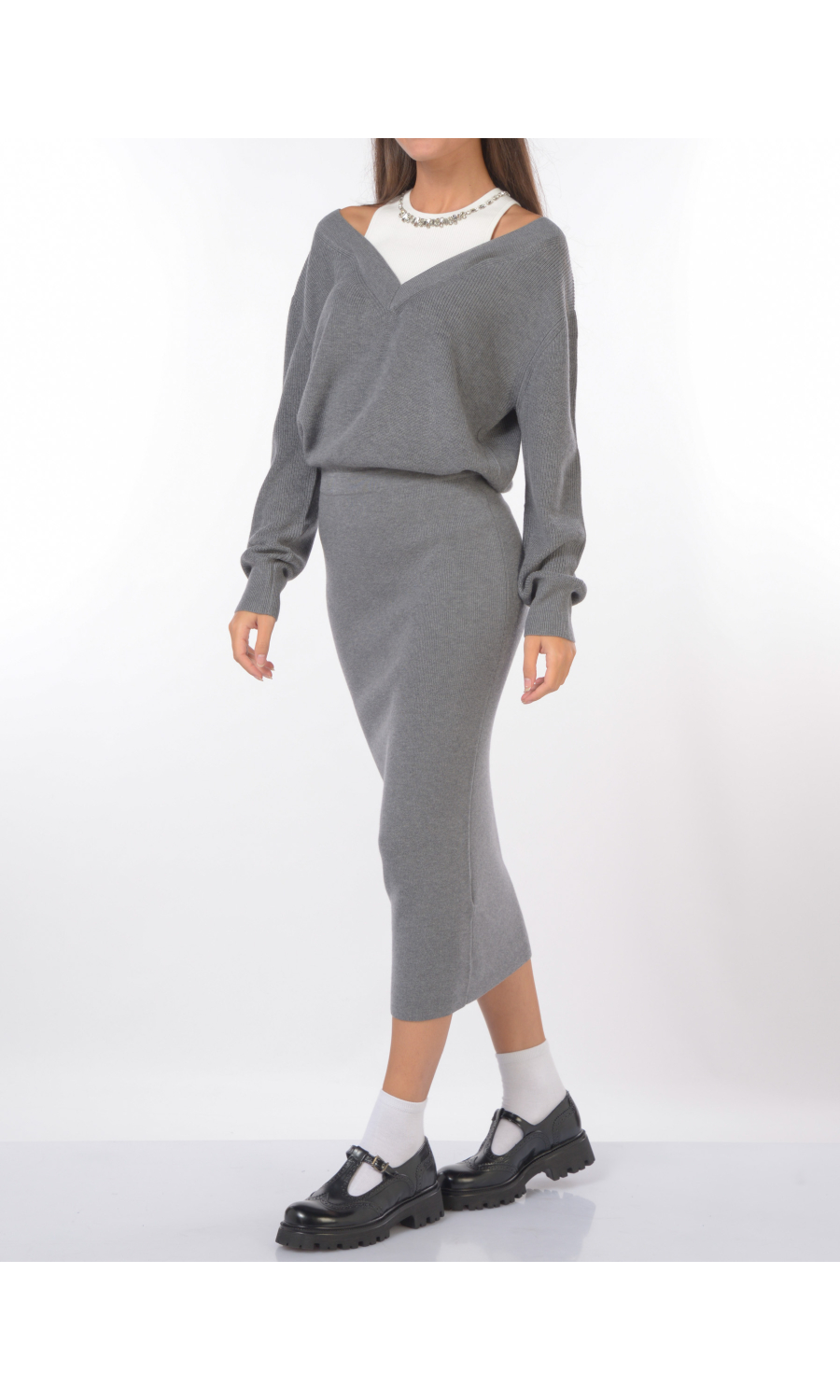 abito lungo da donna Liu Jo in maglia con finta canotta