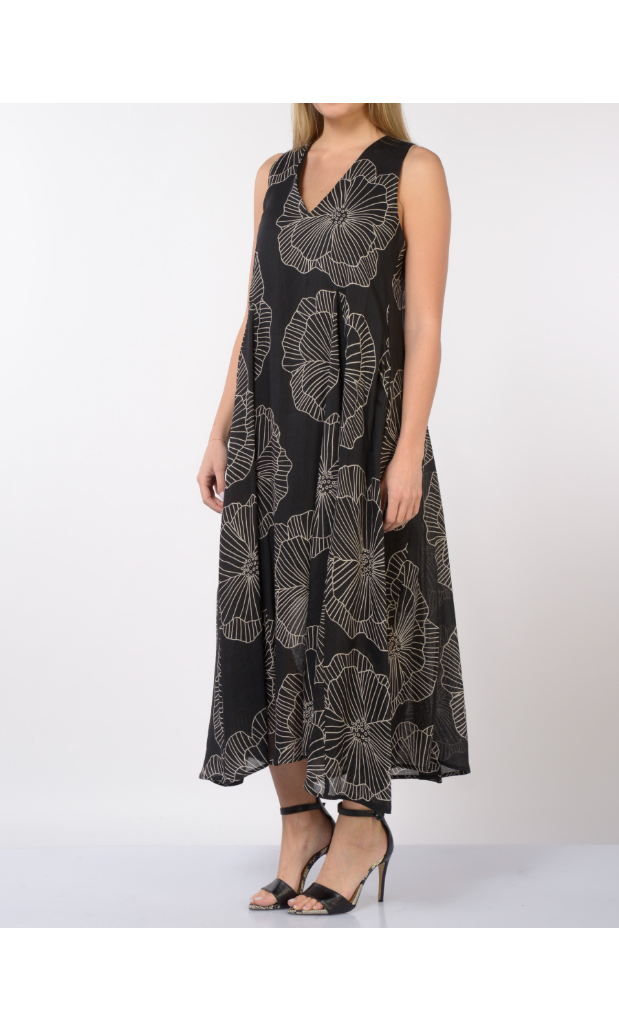 abito lungo da donna Meimeij a fantasia senza maniche