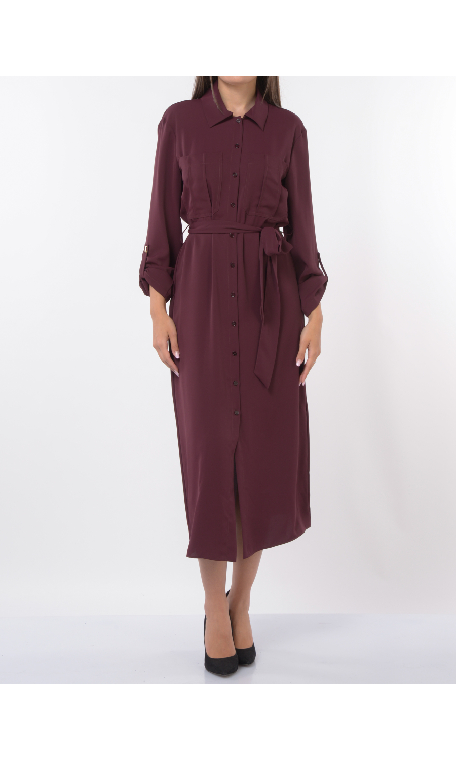 abito lungo da donna Patrizia Pepe chemisier con cintura