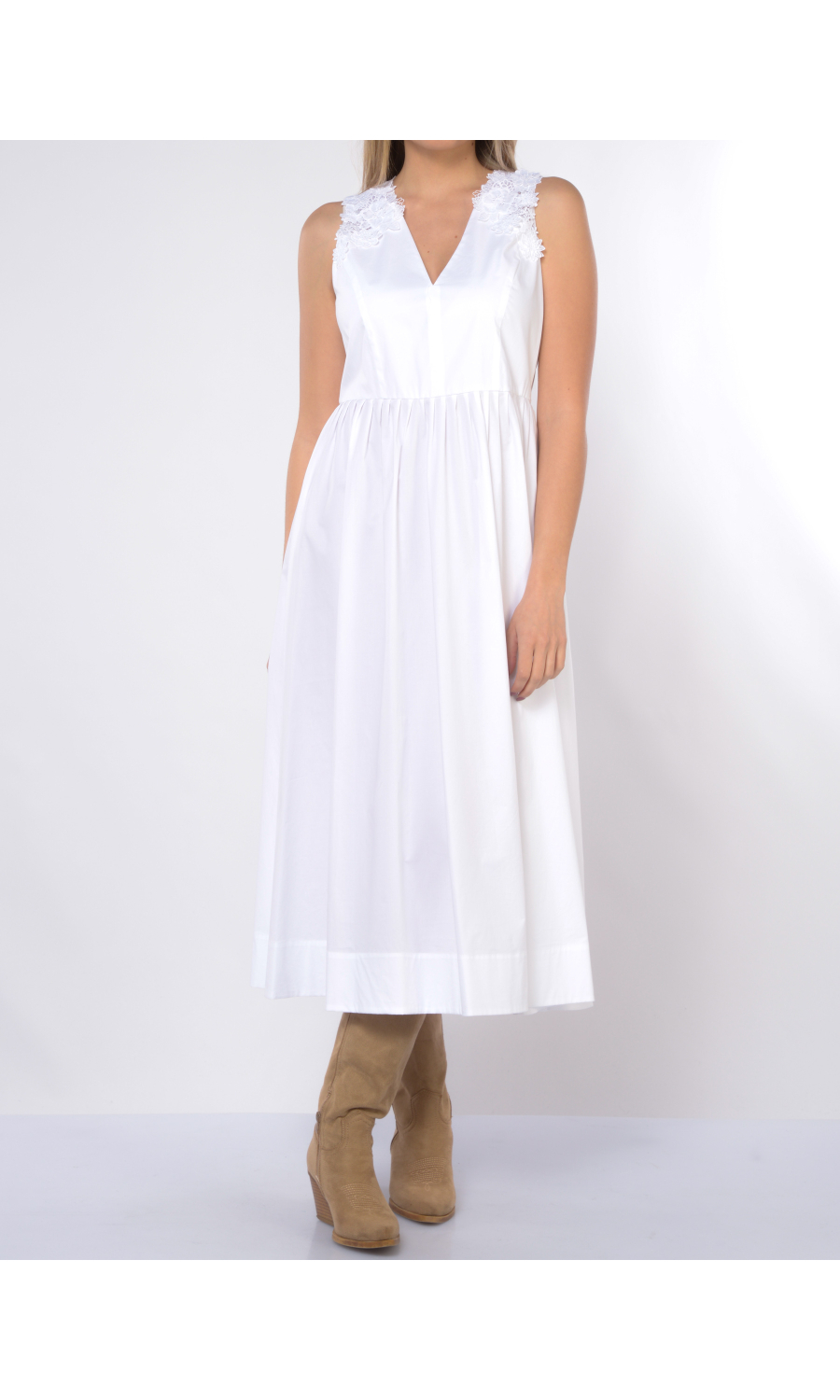 abito lungo da donna Twinset senza maniche con applicazioni floreali