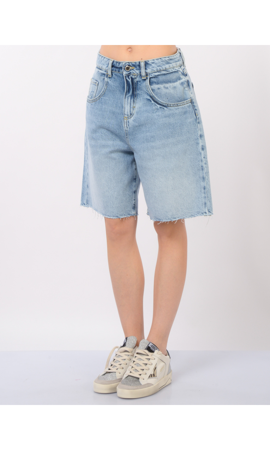bermuda da donna Icon Denim Lea in denim con rotture