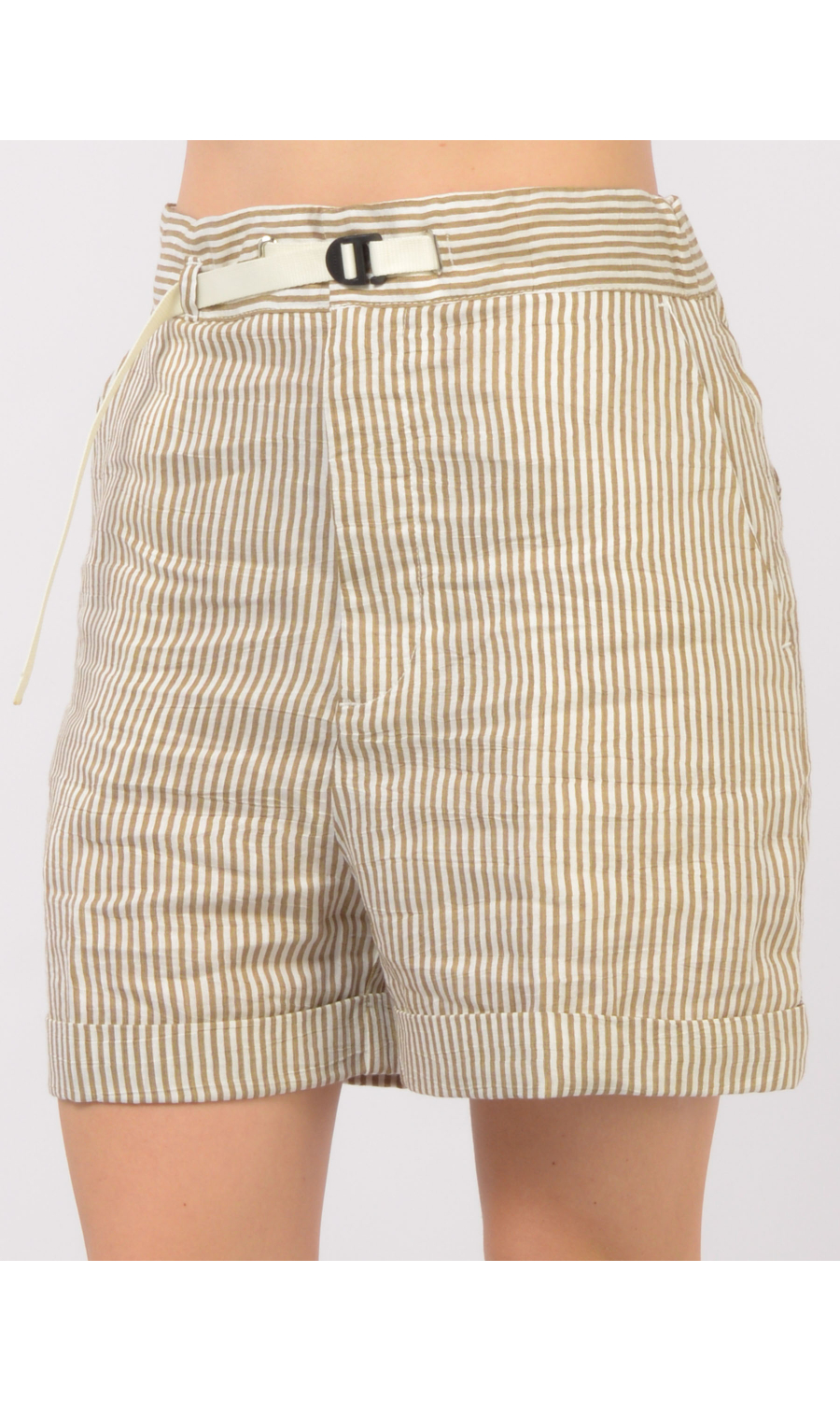 bermuda da donna White Sand in misto lino a righe