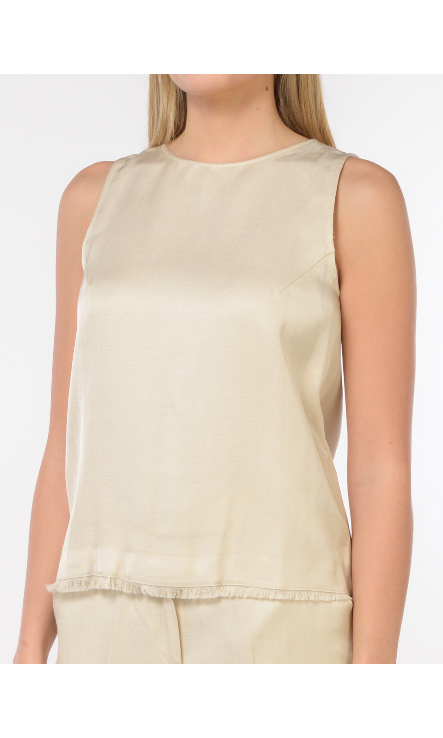 blusa da donna Emme By Marella senza maniche con microfrange