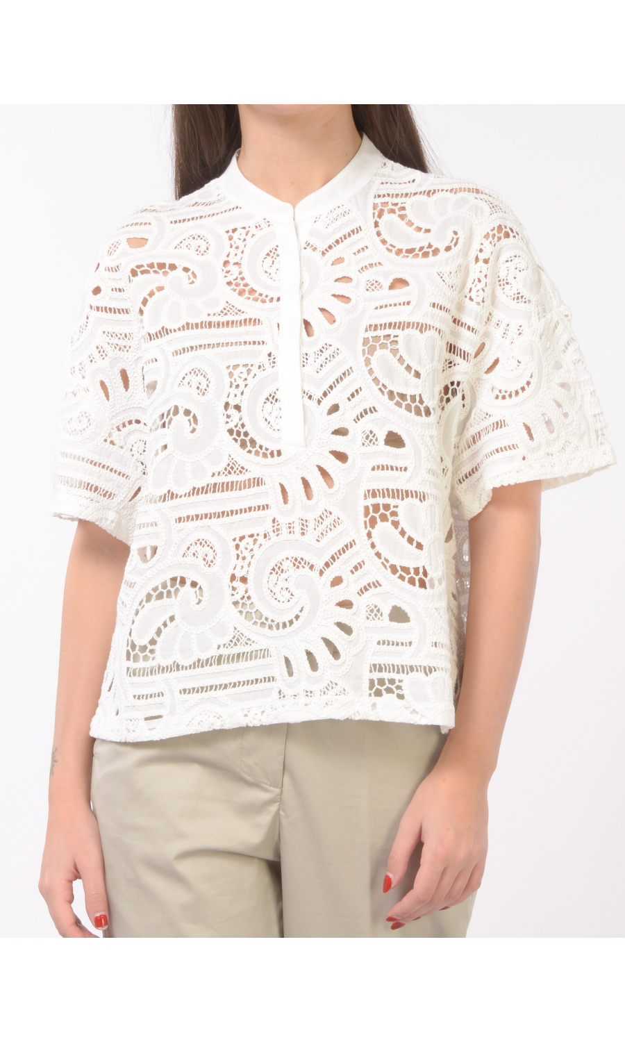 blusa da donna Icona By Kaos a kimono con lavorazione crochet