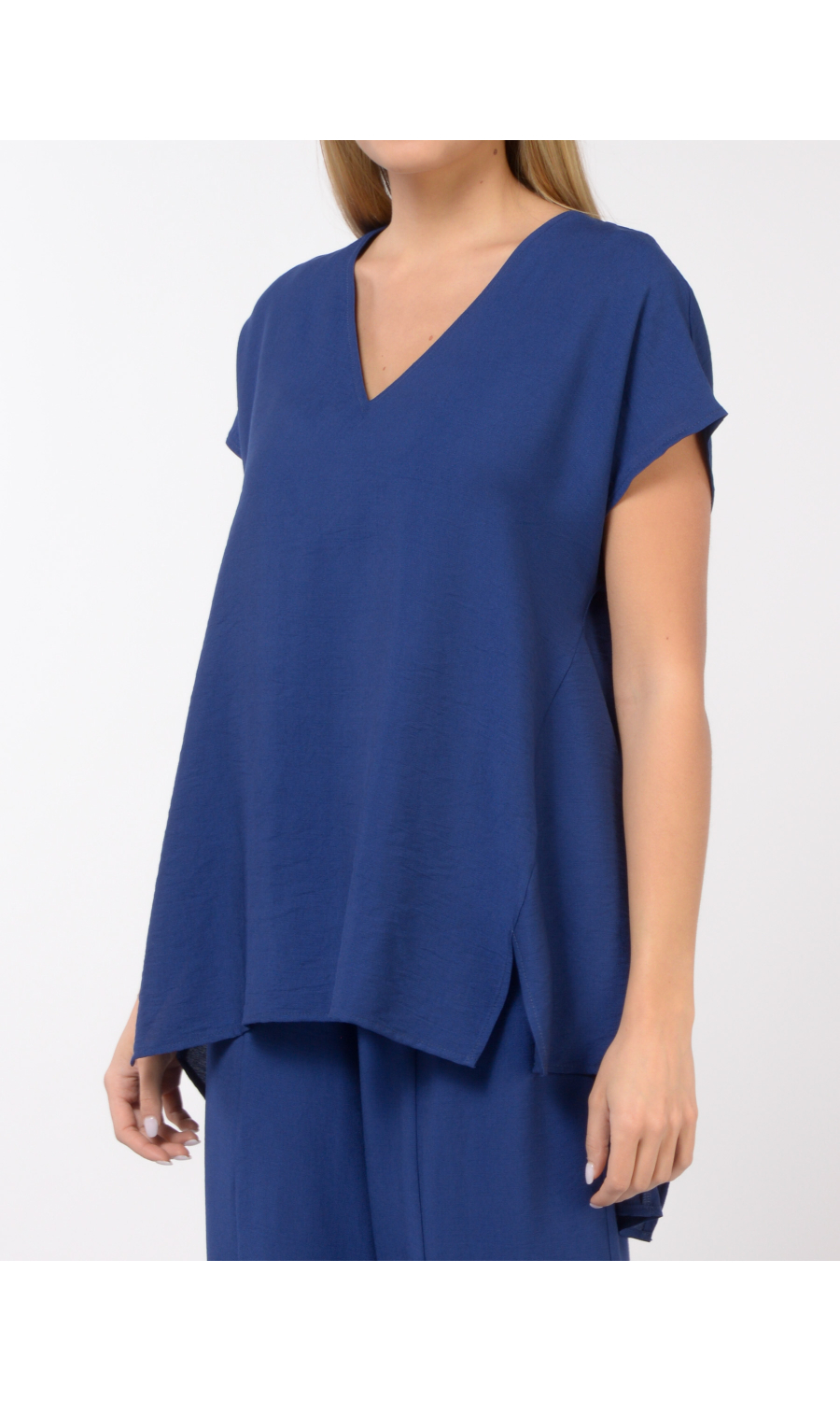 blusa da donna Jurere con effetto goffrato e scollo a V