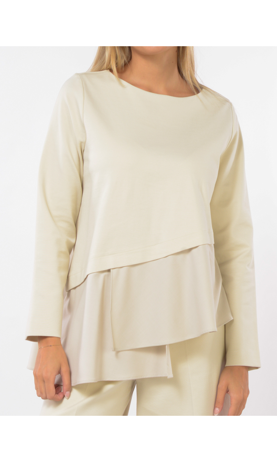 blusa da donna Meimeij bitessuto con scollo a barchetta