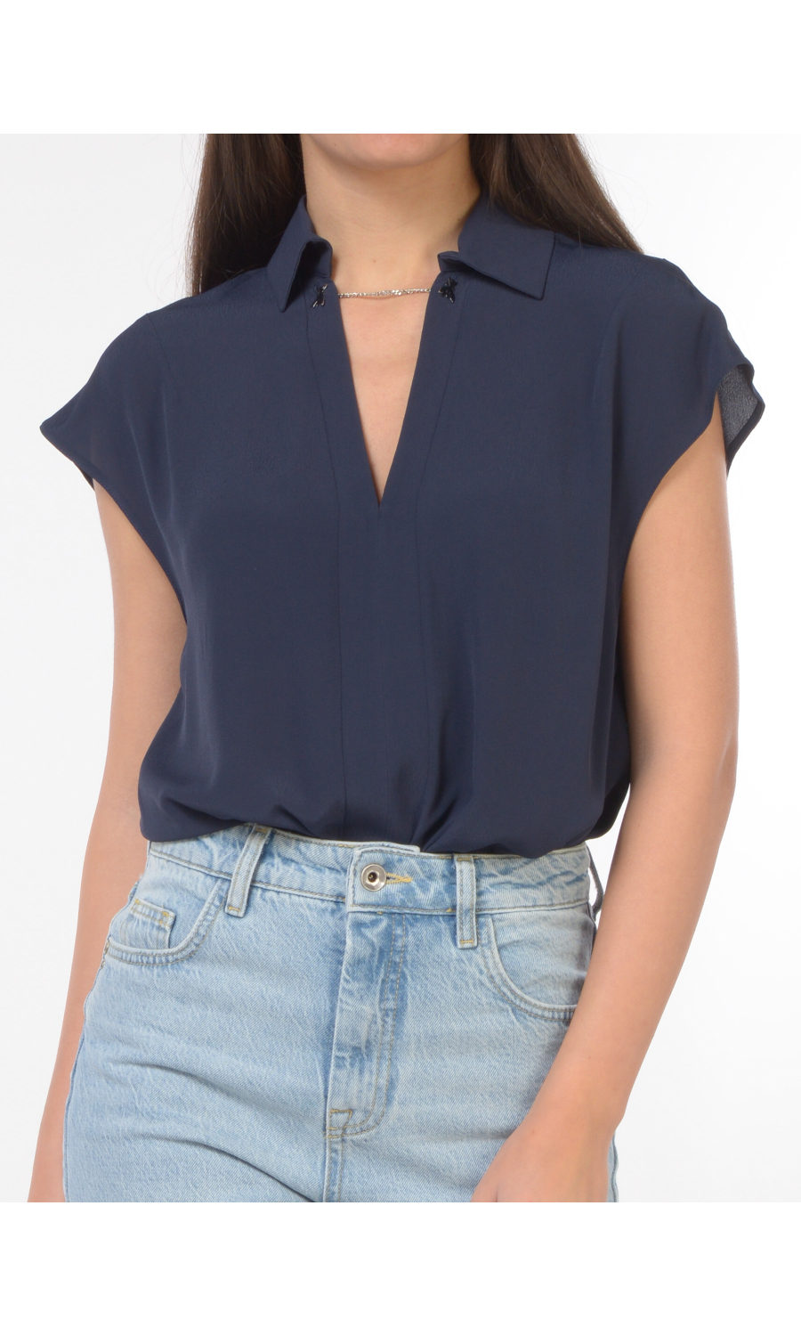 blusa da donna Patrizia Pepe a manica corta con catenella