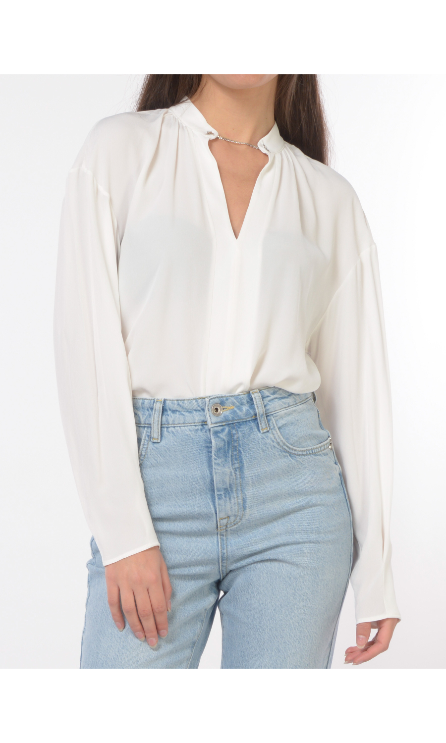 blusa da donna Patrizia Pepe in viscosa con catenella