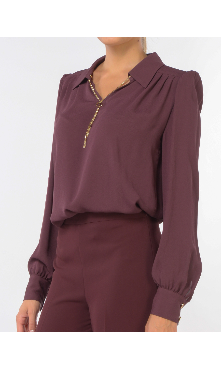 blusa da donna Twinset in crepe con collana logo