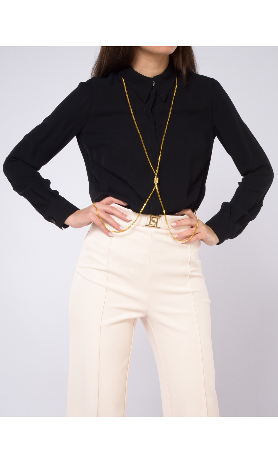 camicia da donna Elisabetta Franchi in georgette con body chain