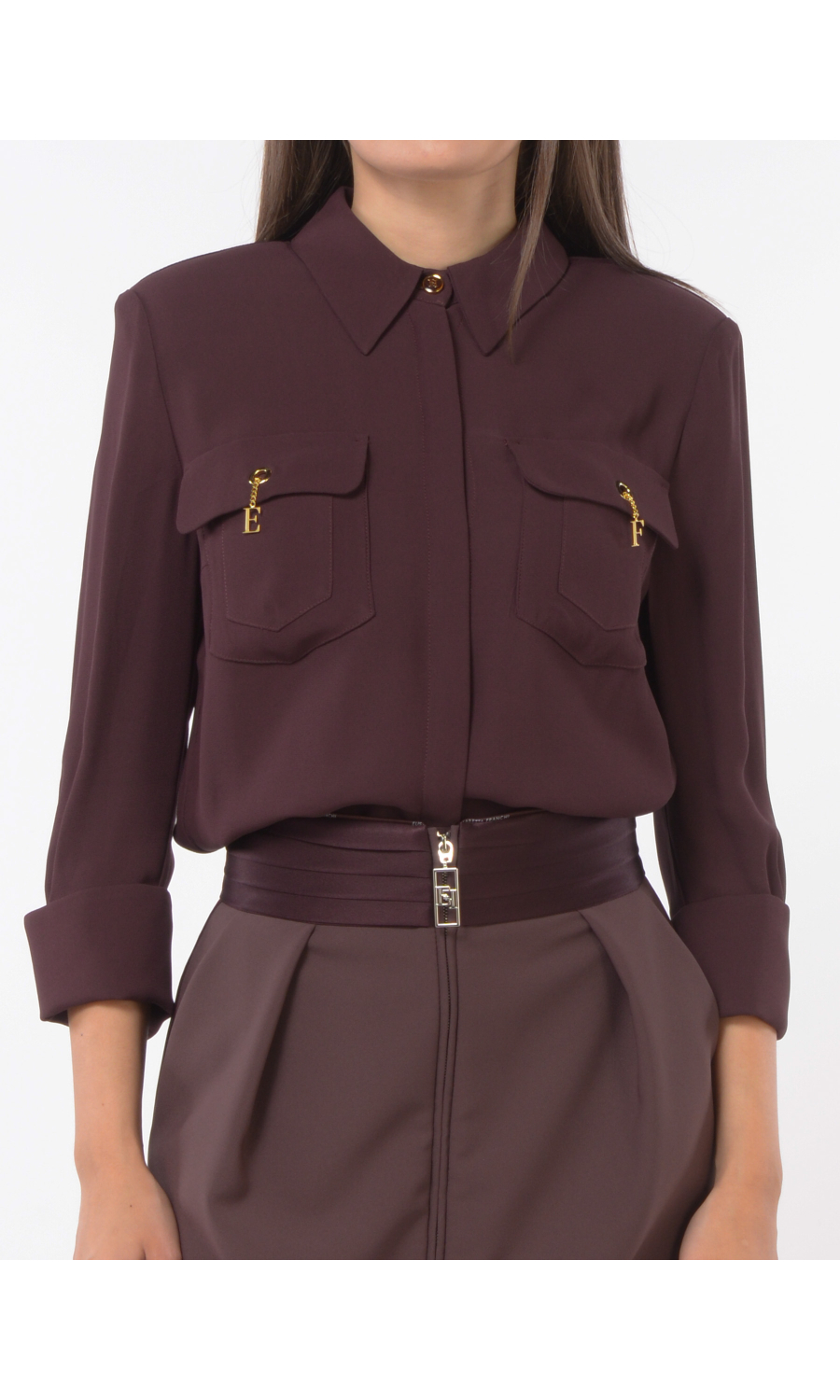 camicia da donna Elisabetta Franchi in georgette con tasche