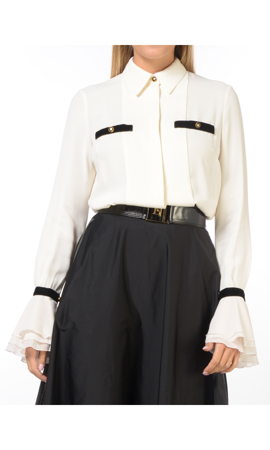 camicia da donna Elisabetta Franchi in georgette con triplo polso