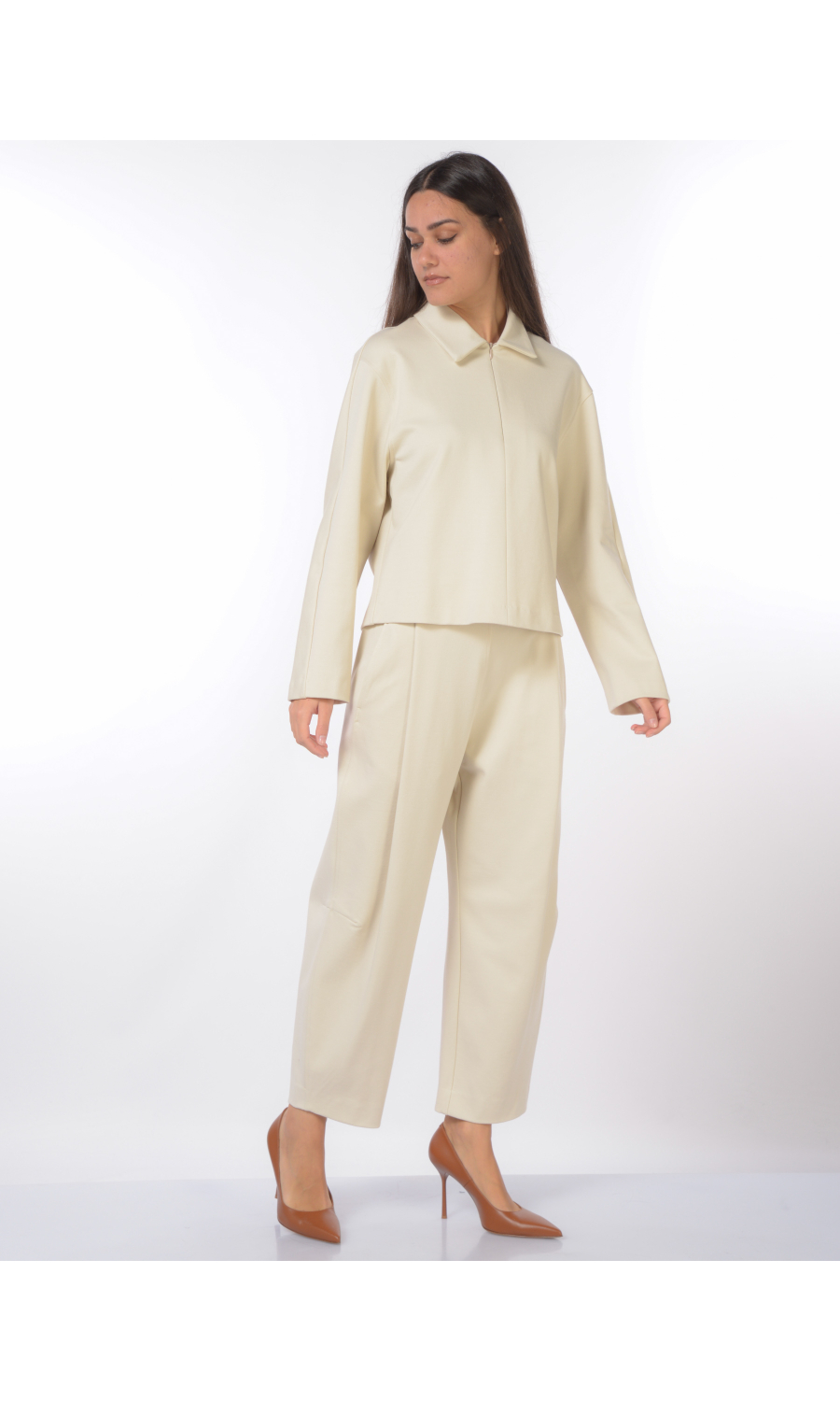 camicia da donna Meimeij in maglia con zip