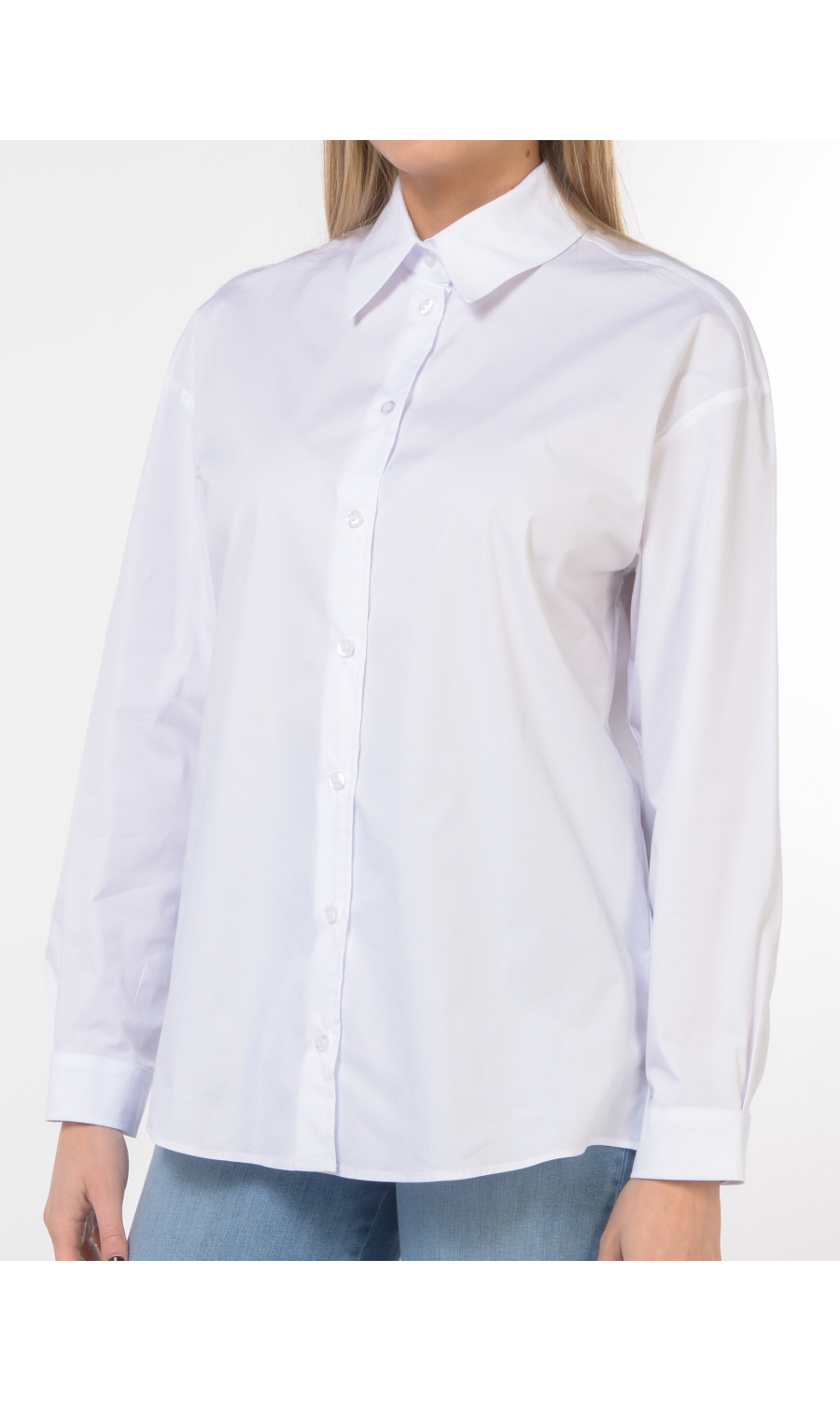 camicia da donna Nenette over in cotone stretch