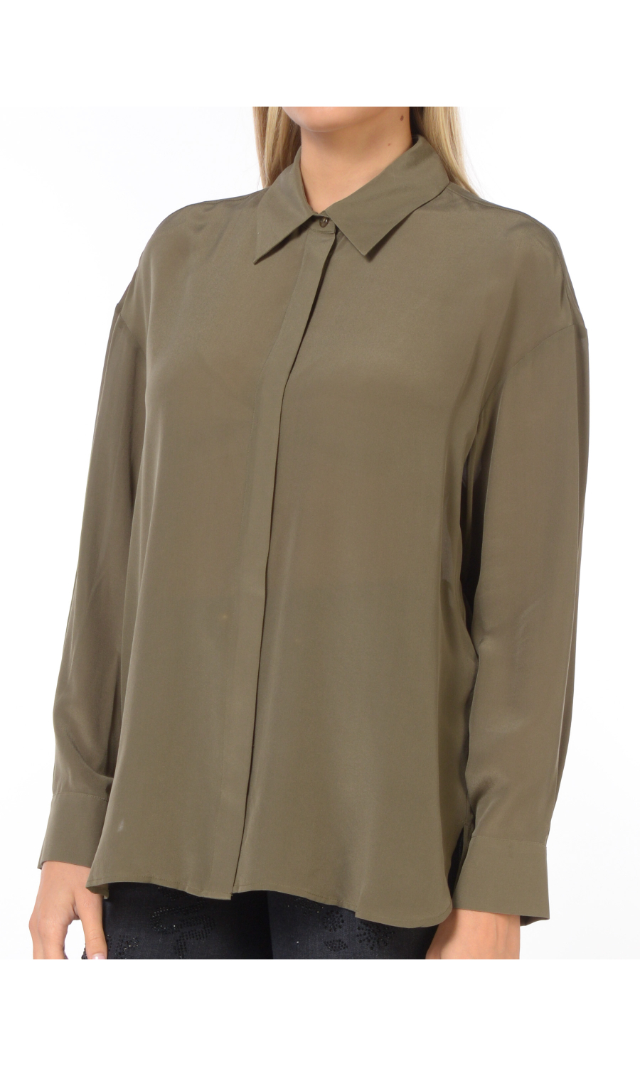 camicia da donna Nenette in seta asimmetrica