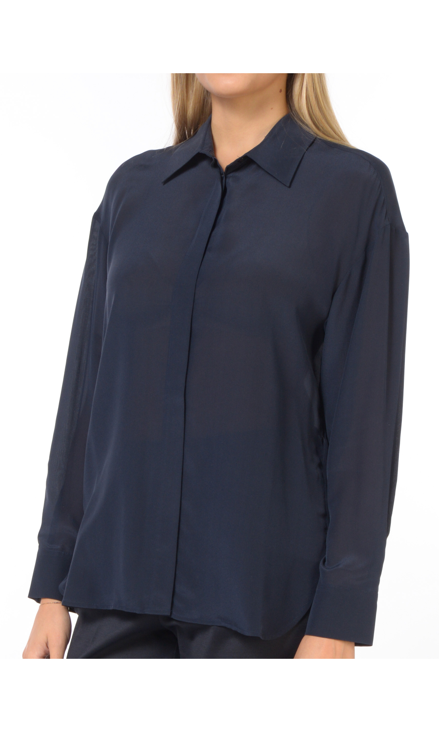 camicia da donna Nenette in seta asimmetrica