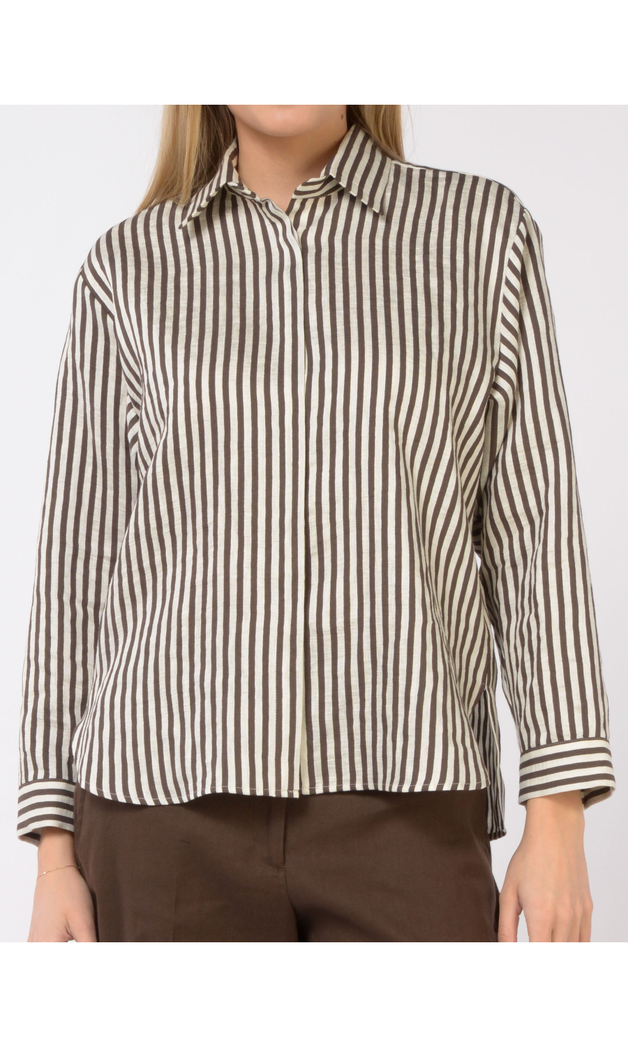 camicia da donna Seventy in misto lino a righe