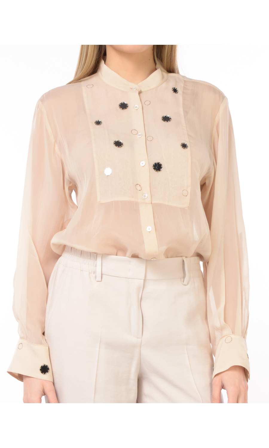 camicia da donna Seventy in viscosa con applicazioni