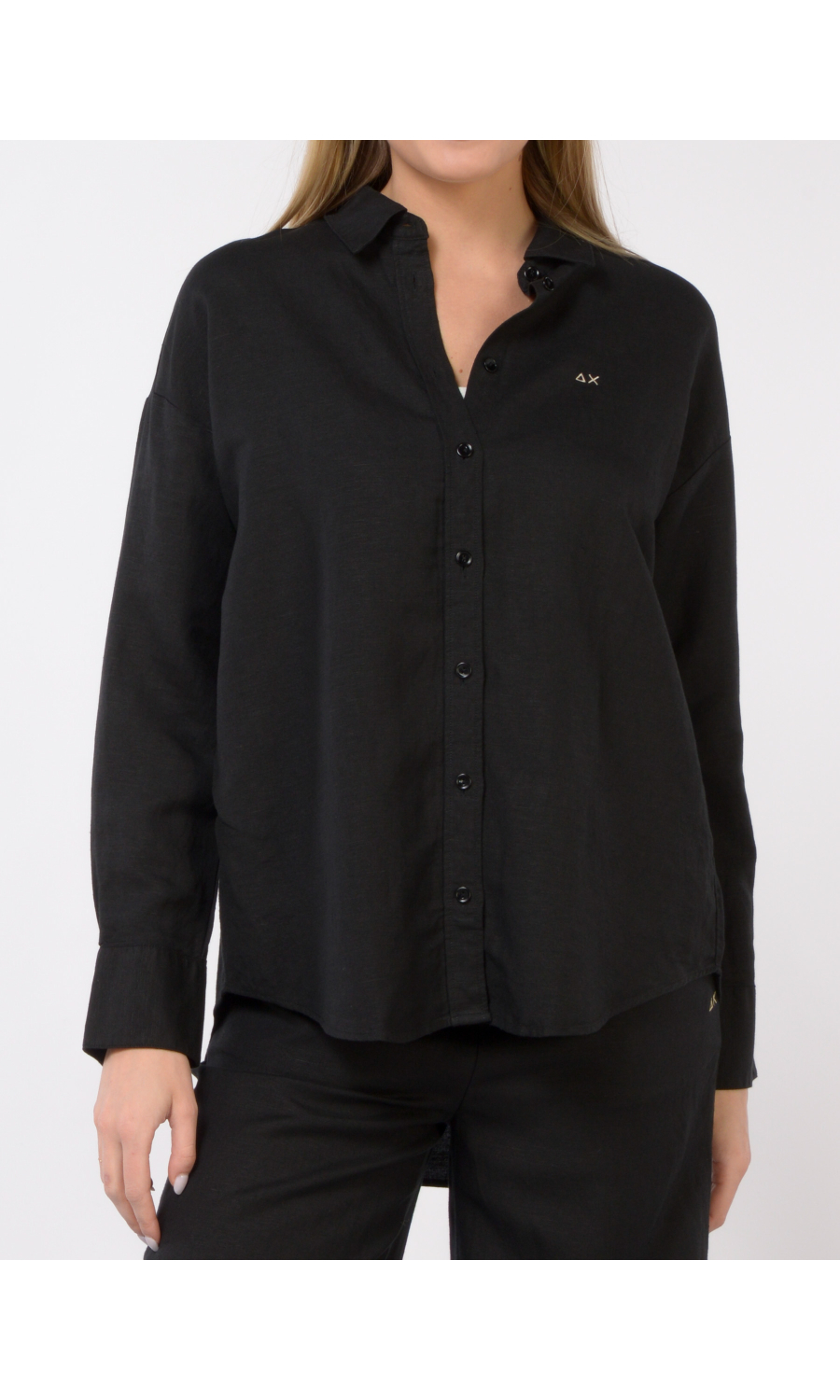 camicia da donna Sun68 in lino e viscosa con logo