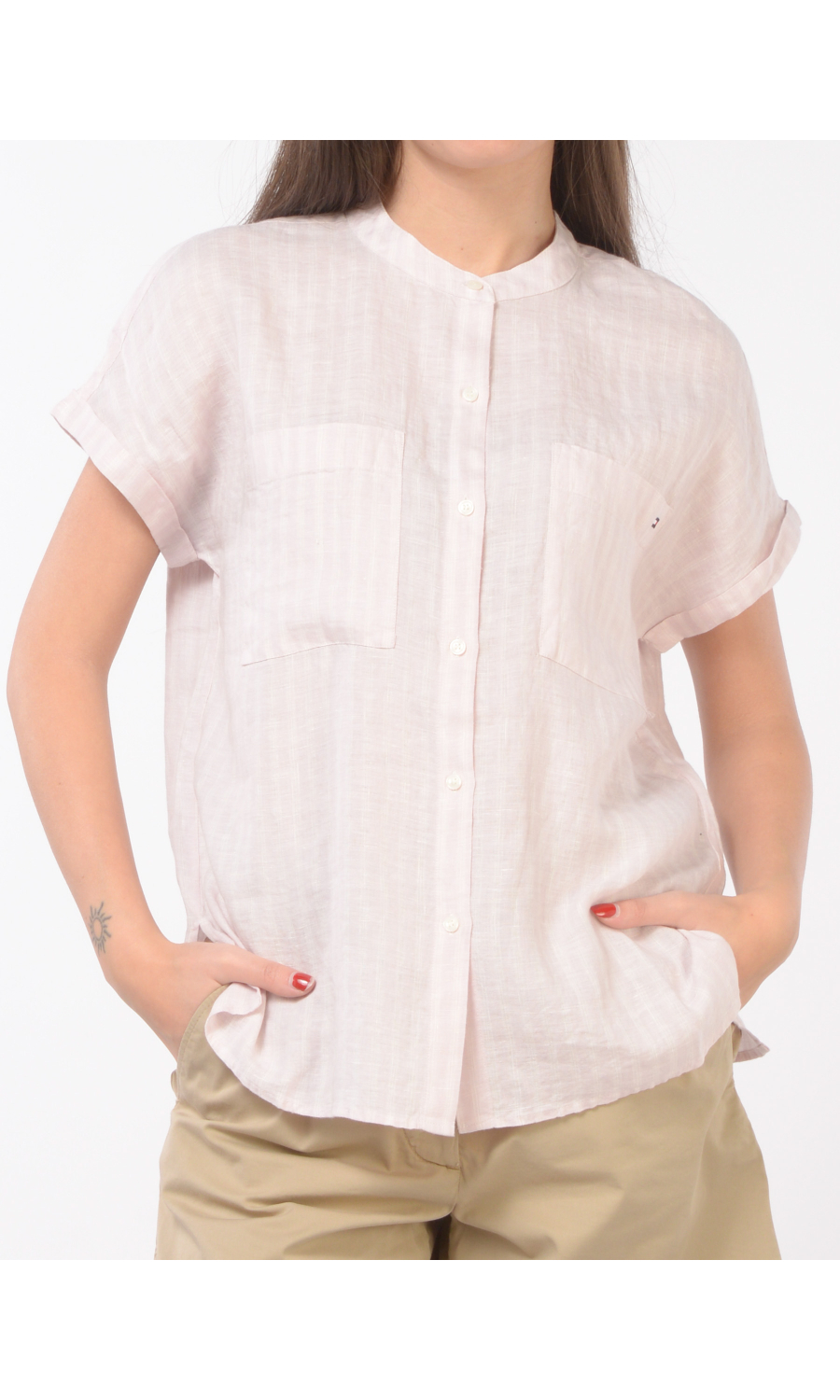 camicia da donna Tommy Hilfiger in lino a manica corta