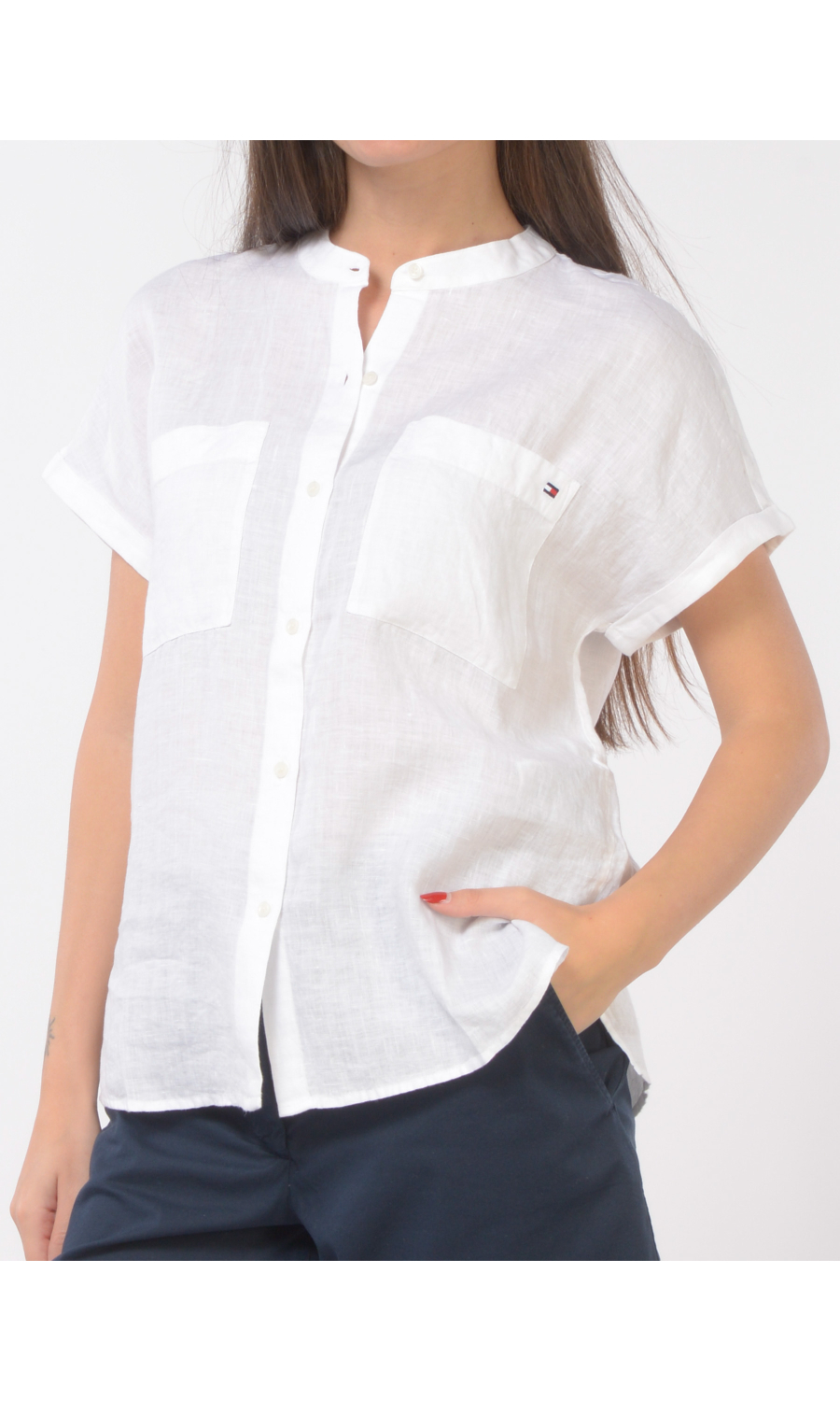 camicia da donna Tommy Hilfiger in lino a manica corta