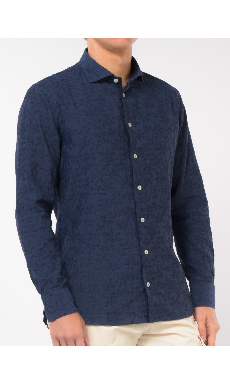 camicia da uomo Bastoncino collo francese jaquard