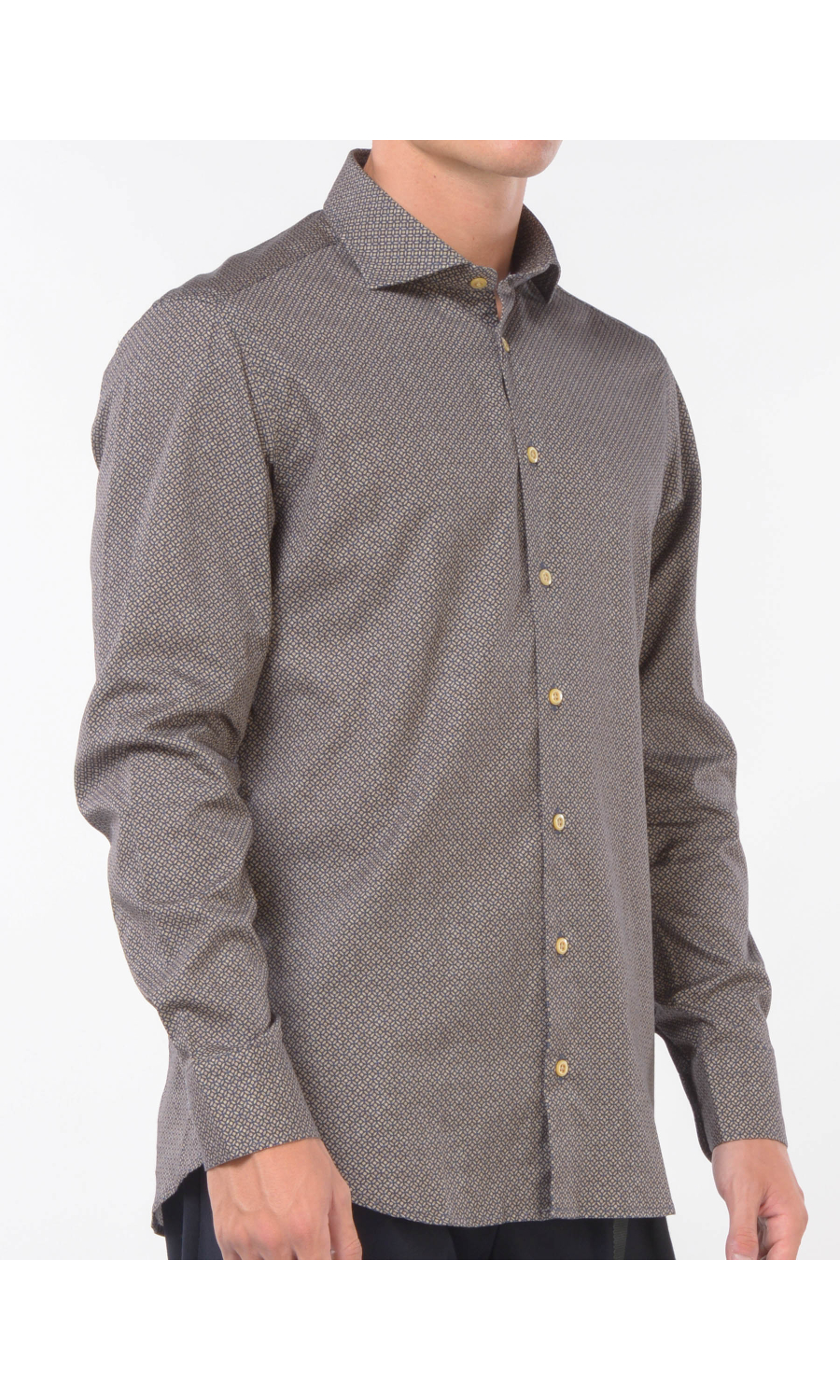 camicia da uomo Bastoncino micro fantasia collo francese