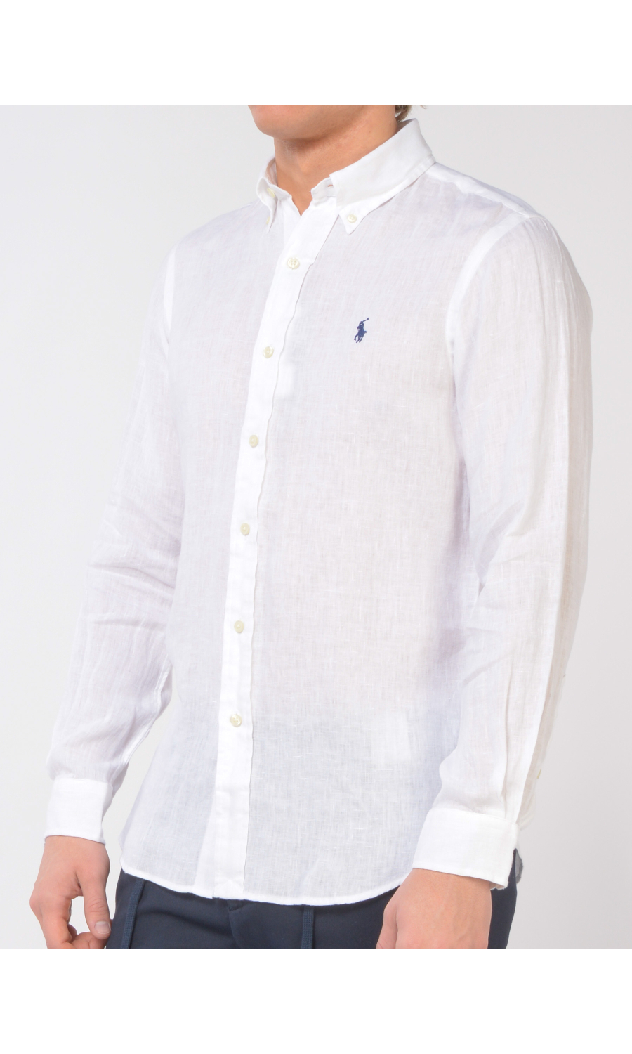 camicia da uomo Ralph Lauren in lino con logo