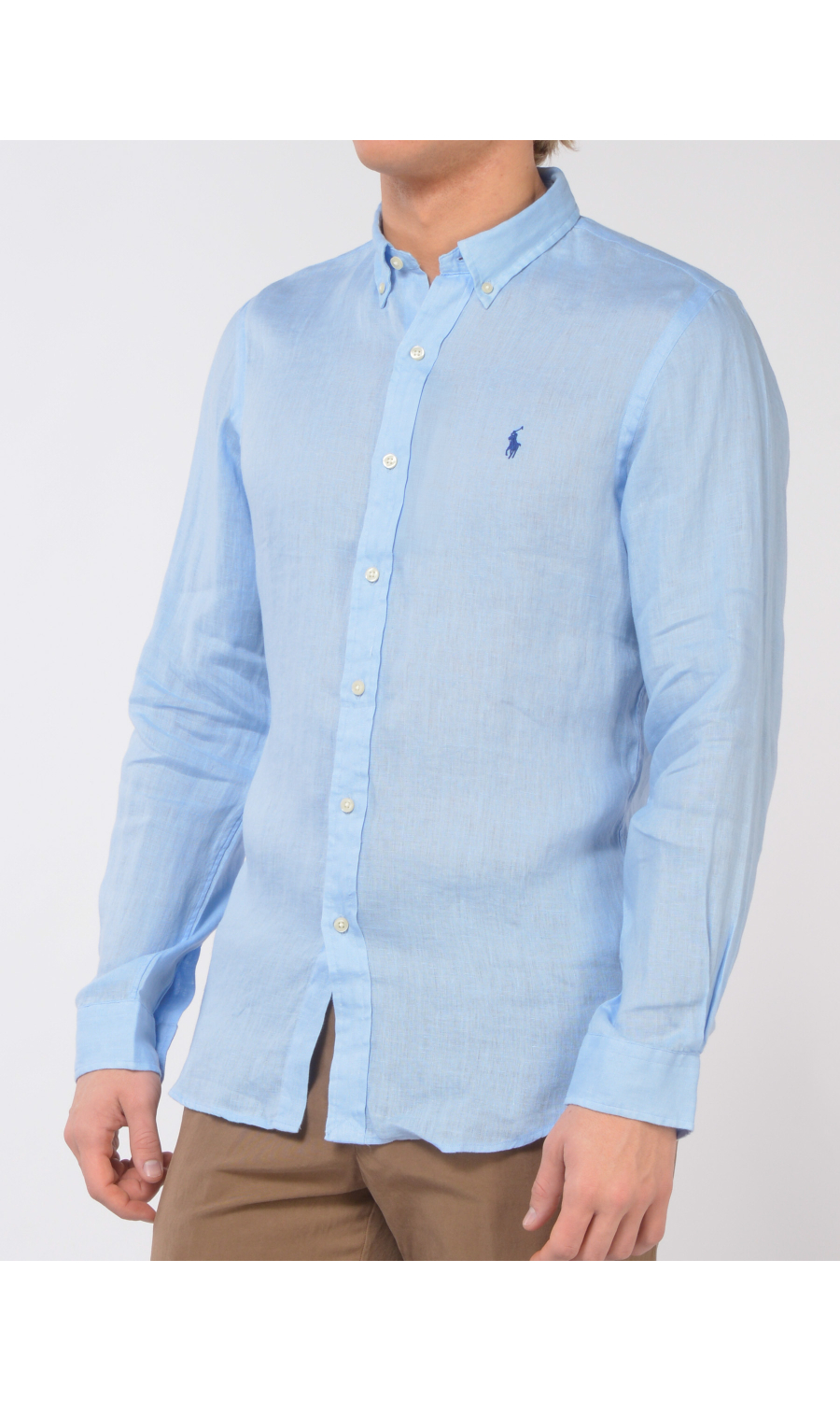 camicia da uomo Ralph Lauren in lino con logo