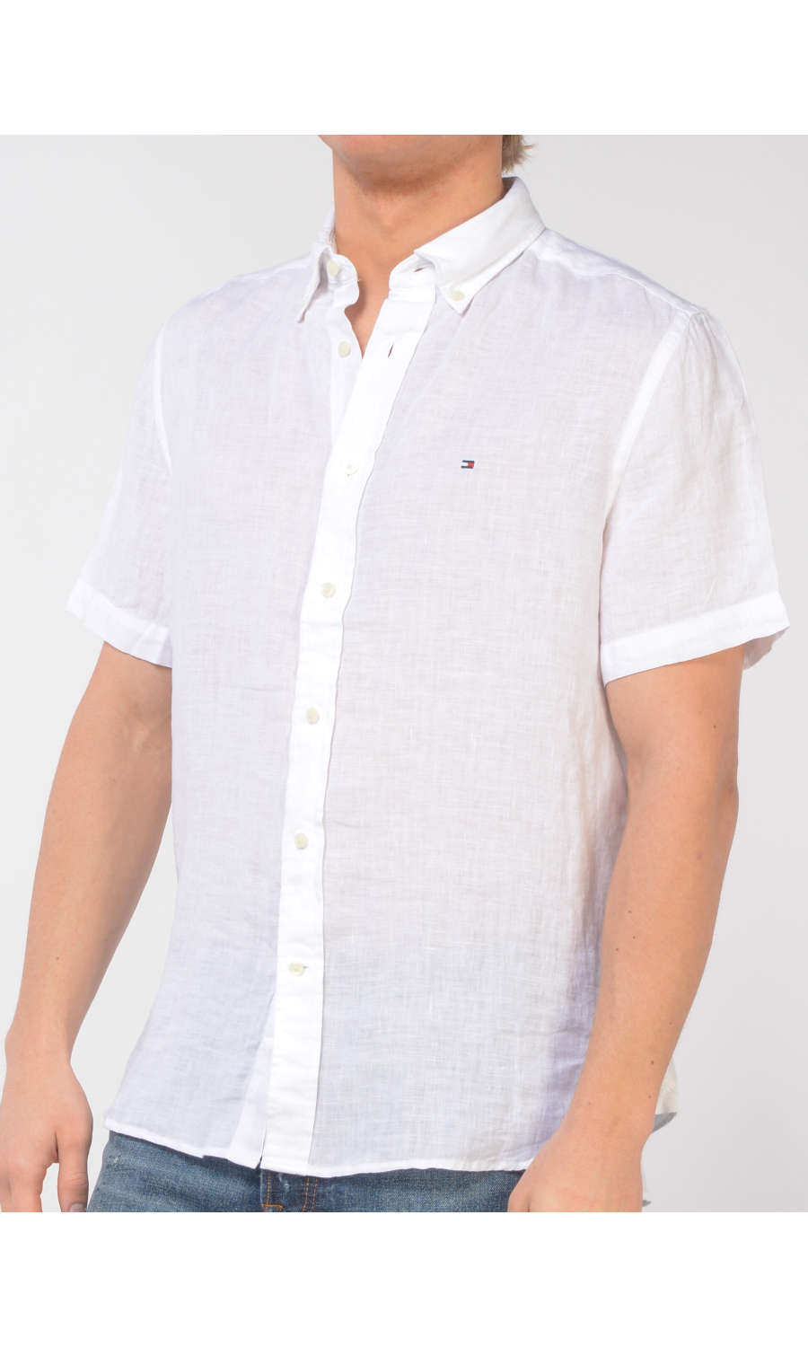 camicia da uomo Tommy Hilfiger manica corta in lino