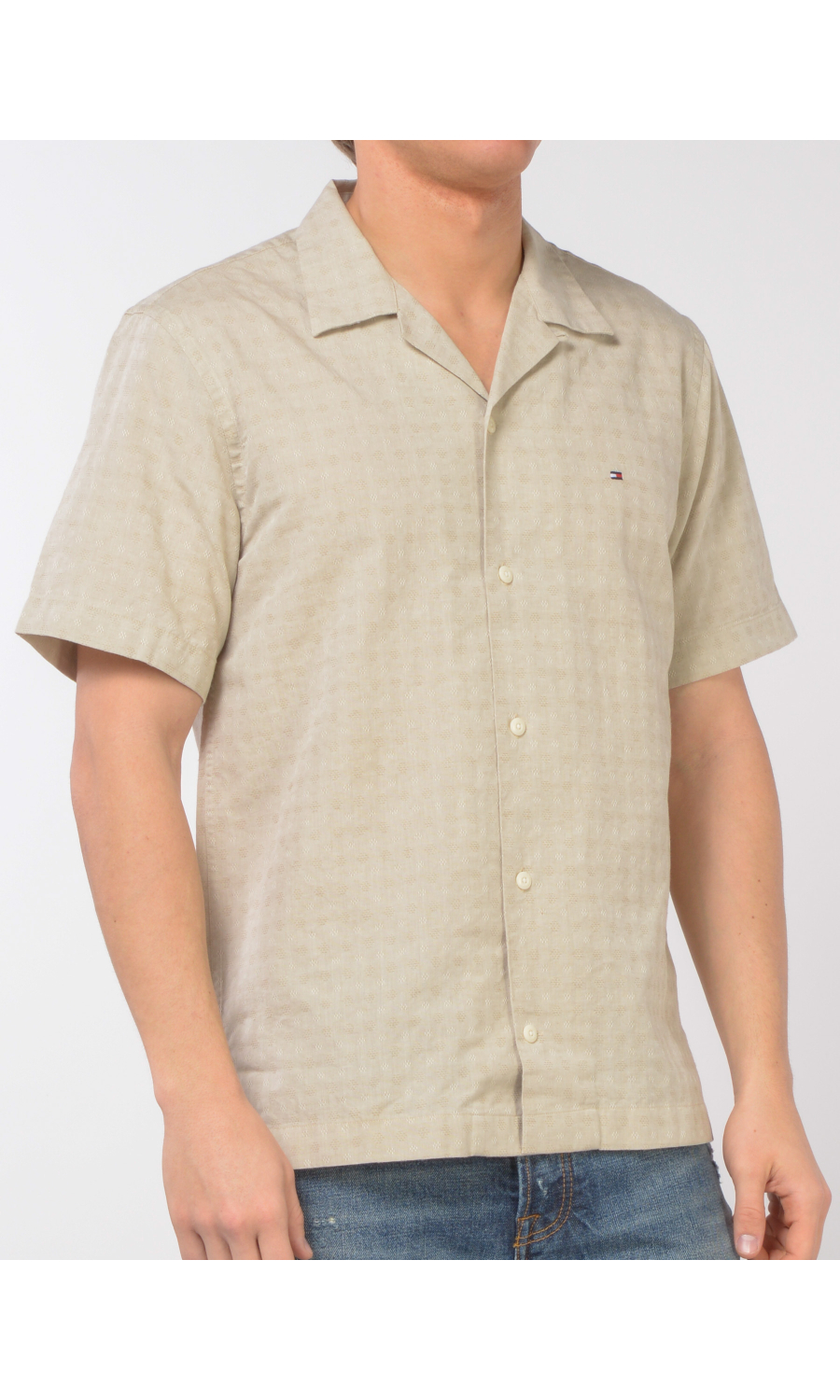 camicia da uomo Tommy Hilfiger manica corta micro fantasia