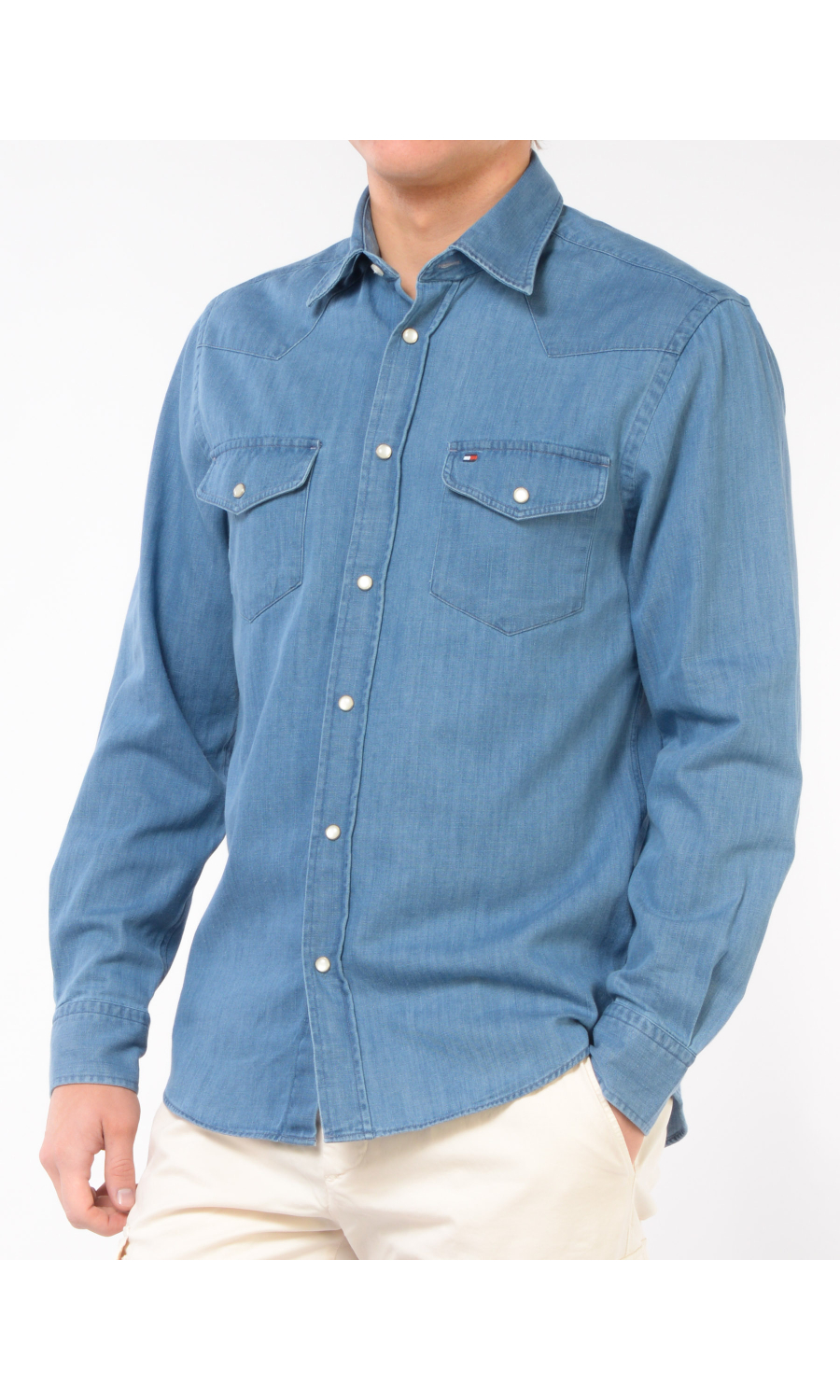 camicia da uomo Tommy Hilfiger in denim con tasche