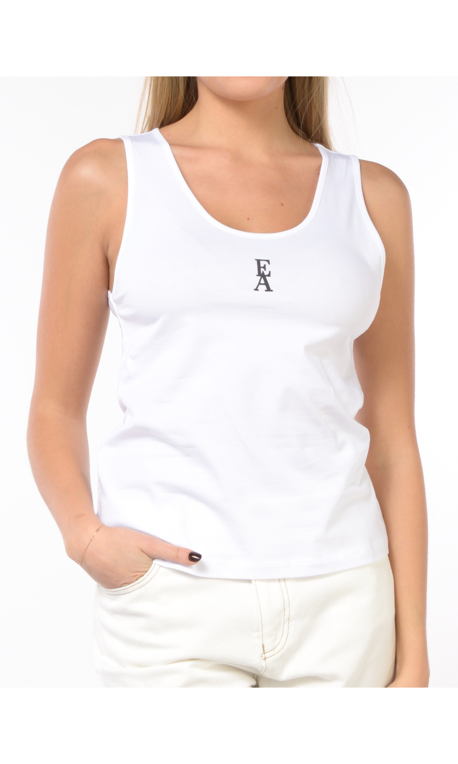 canotta da donna Emporio Armani in cotone con logo
