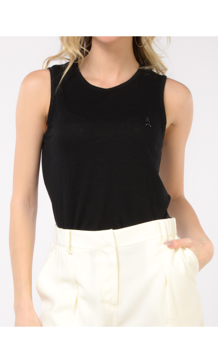 canotta da donna Patrizia Pepe in lino con logo