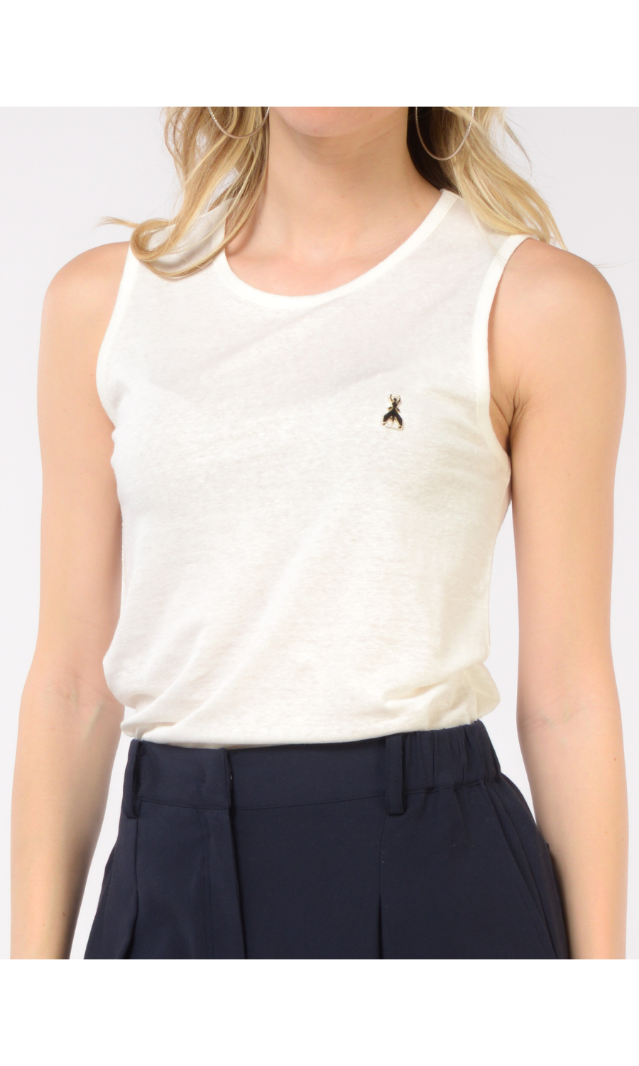 canotta da donna Patrizia Pepe in lino con logo