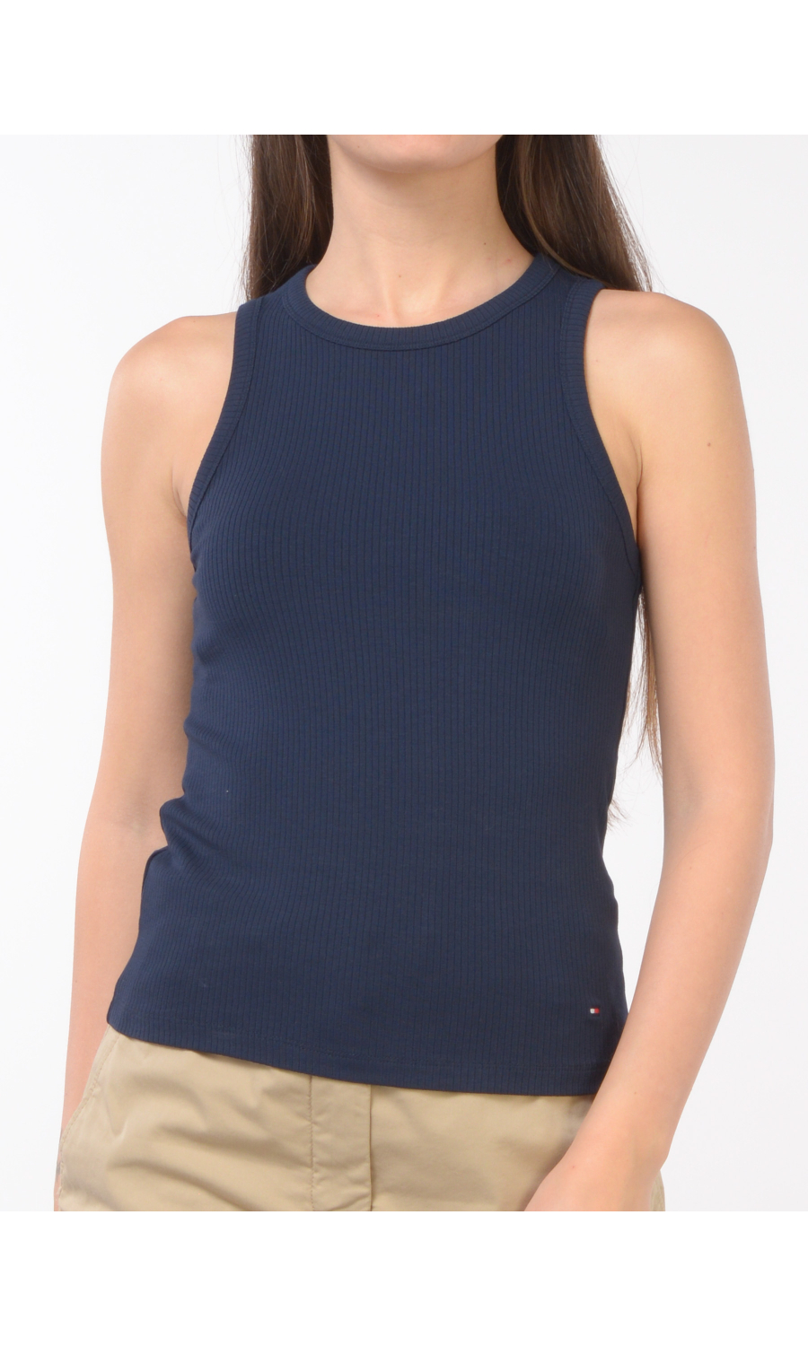 canotta da donna Tommy Hilfiger Slim Fit a coste