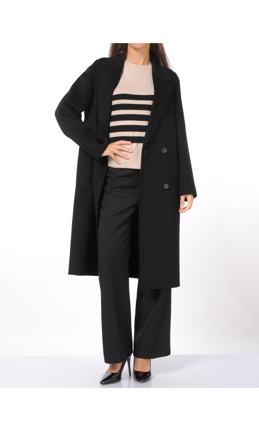 cappotto da donna Kaos in lana e viscosa a doppiopetto