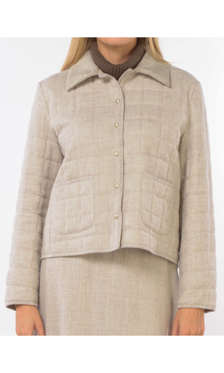 cappotto da donna Seventy in lana e lino effetto trapuntato