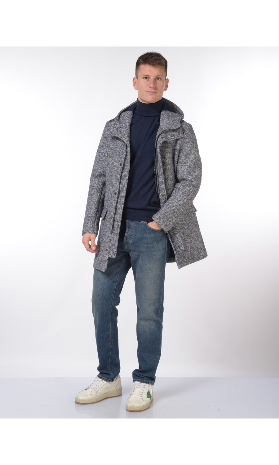 cappotto da uomo Bob melange con cappuccio