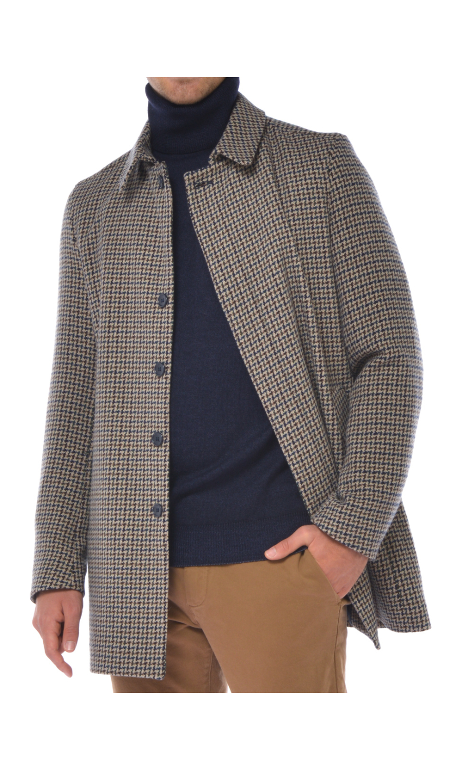 cappotto da uomo Qb24 pied de poul con spacco