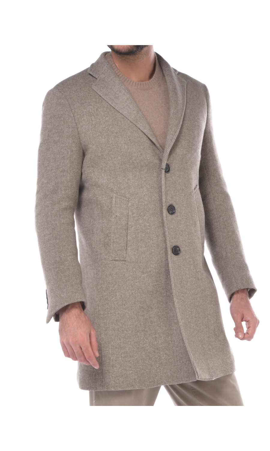 cappotto da uomo Roncastyle a fantasia con spacco