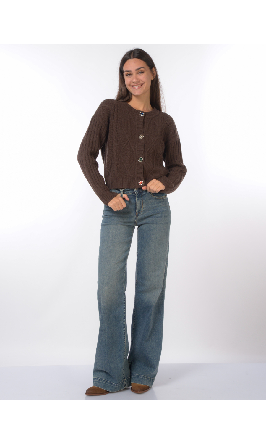 cardigan da donna Liu Jo lavorato bottoni gioiello