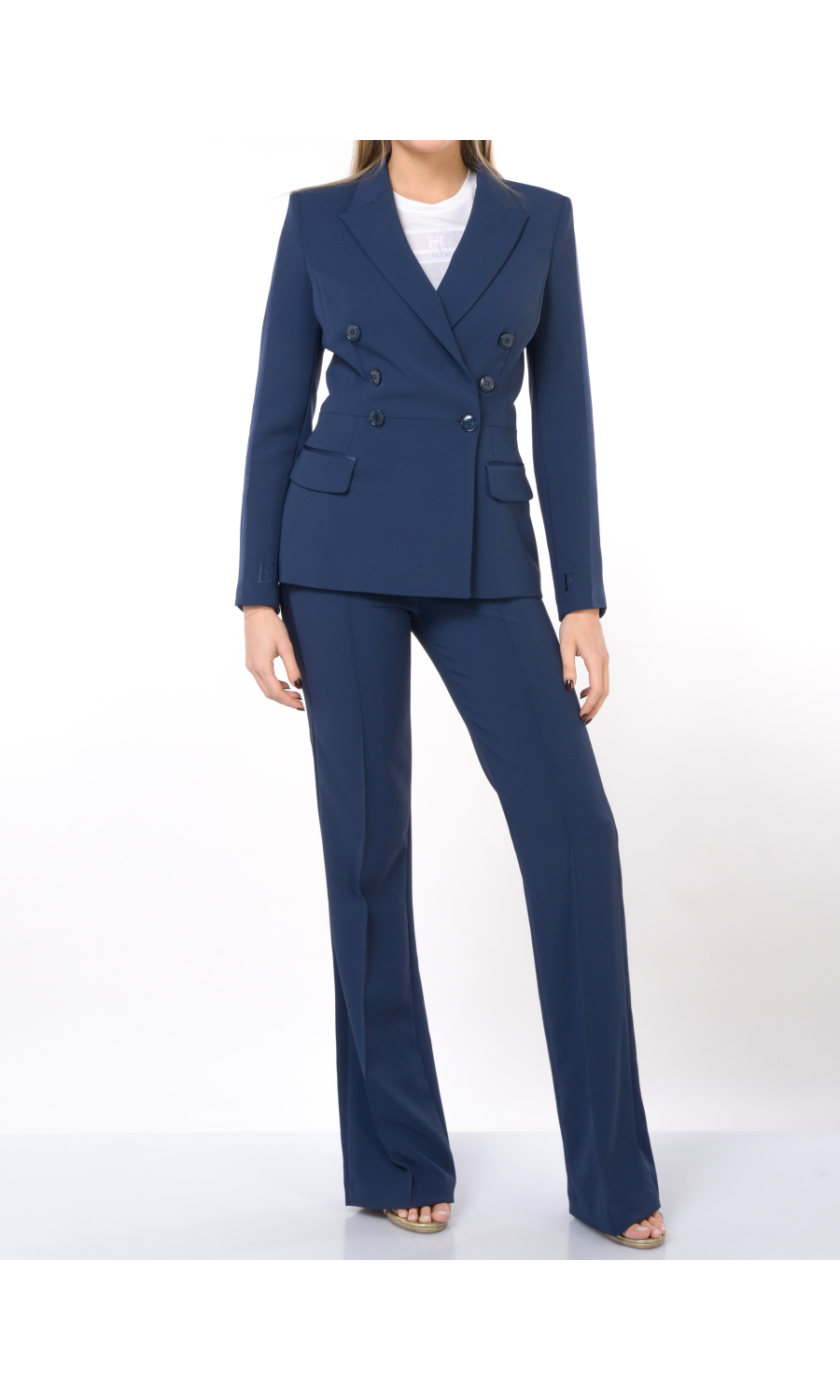 completo Pantalone da donna Elisabetta Franchi a doppiopetto con bande in raso