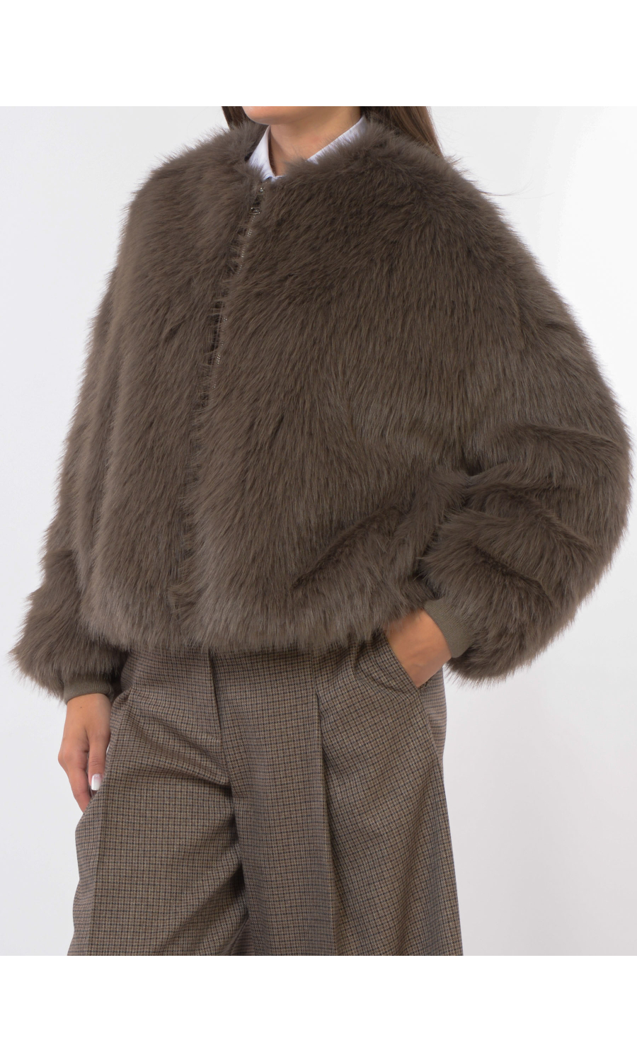 ecopelliccia da donna Kaos Jeans a girocollo con zip