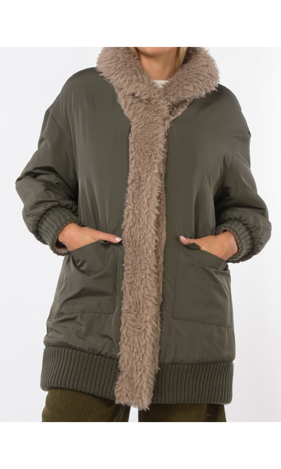 giaccone da donna Nenette reversibile con ampio collo