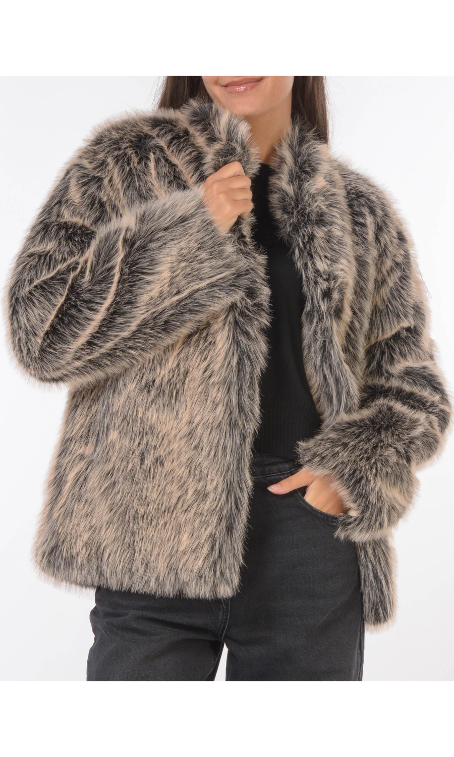 ecopelliccia da donna Patrizia Pepe a girocollo effetto melange