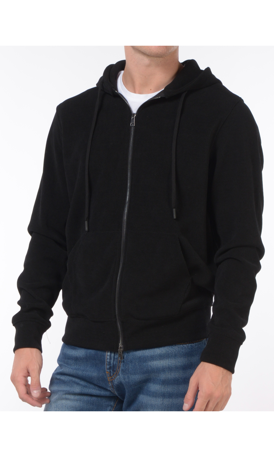 felpa da uomo Daniele Alessandrini in velluto con zip