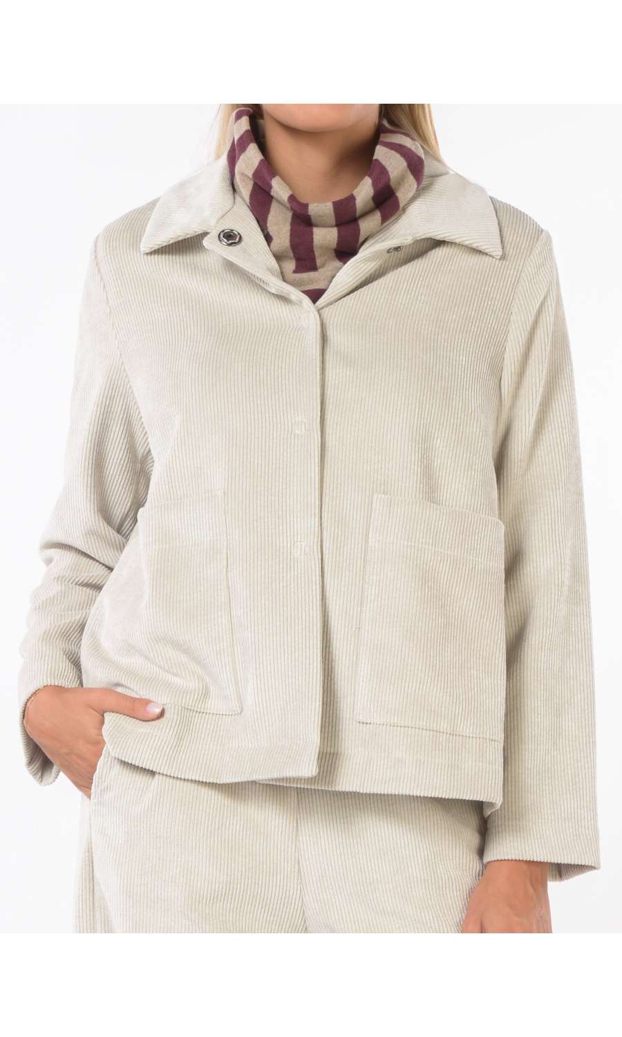 giacca da donna Jurere in velluto rigato con tasche